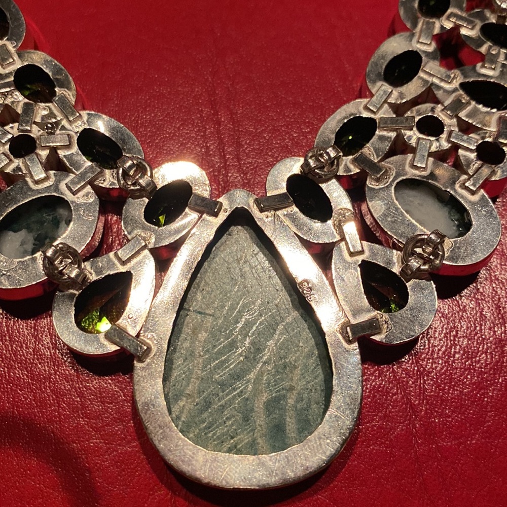 Stunning Amazonite & Peridot Solid Silver Stamped… - image 8